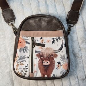 Highland Cow Print Crossbody Bag